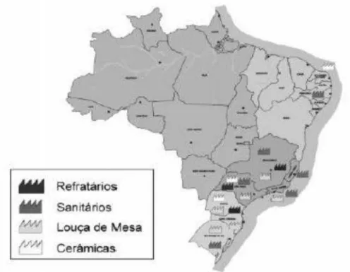 Figura  1:  Localização  da  produção  brasileira  de  segmentos  cerâmicos  tradicionais