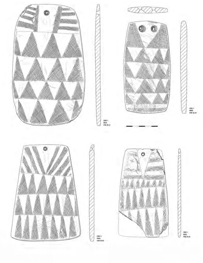 FIG. 5. Placas votivas da «Anta Grande» da Ordem: MNA 998.78.31, 998.78.39, 998.78.40 e 998.78.45.