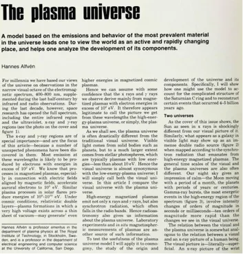 Figura 12: Artigo de Alfvén publicado em Setembro de 1986 por Physics Today  James A. Van Allen (1958) 