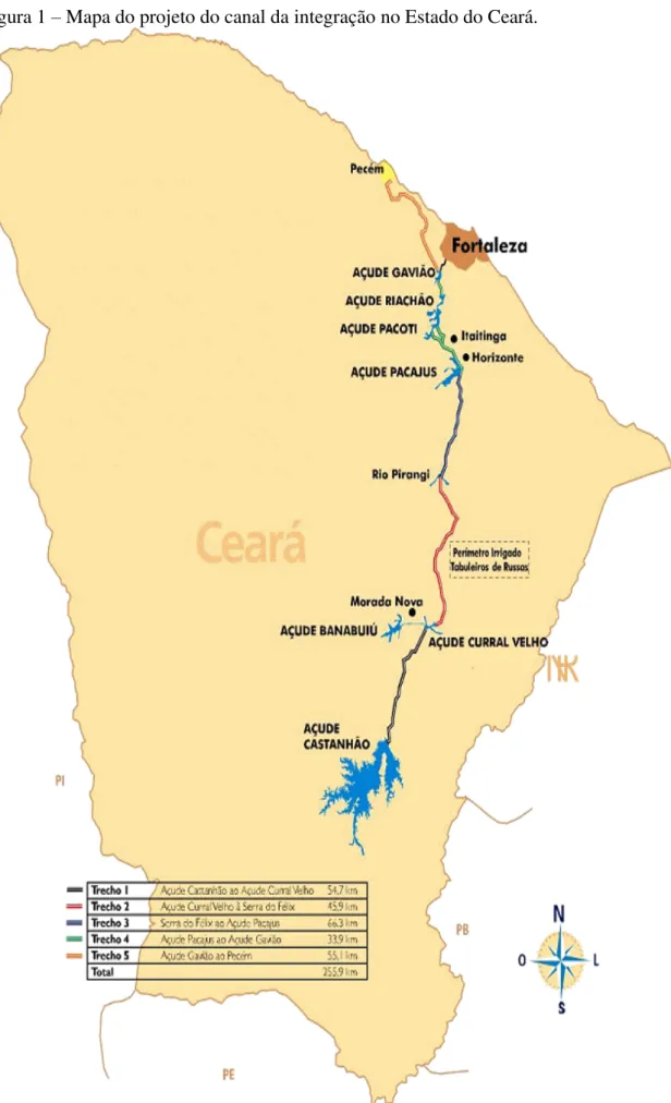 Figura 1 – Mapa do projeto do canal da integração no Estado do Ceará.  