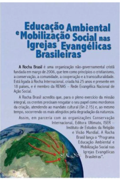 Figura 23 – Registro Imagético - Caderno A Rocha Brasil &#34; Educação Ambiental e Mobilização Social  nas Igrejas Evangélicas Brasileiras &#34; 