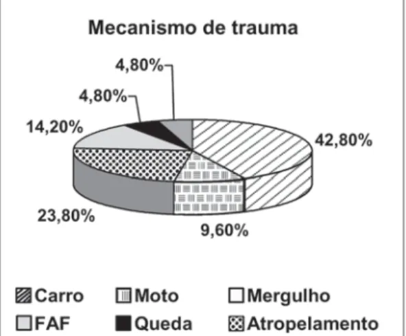 Figura 2 - Acidentes de trânsito foram a principal causa de traumatismo raquimedular