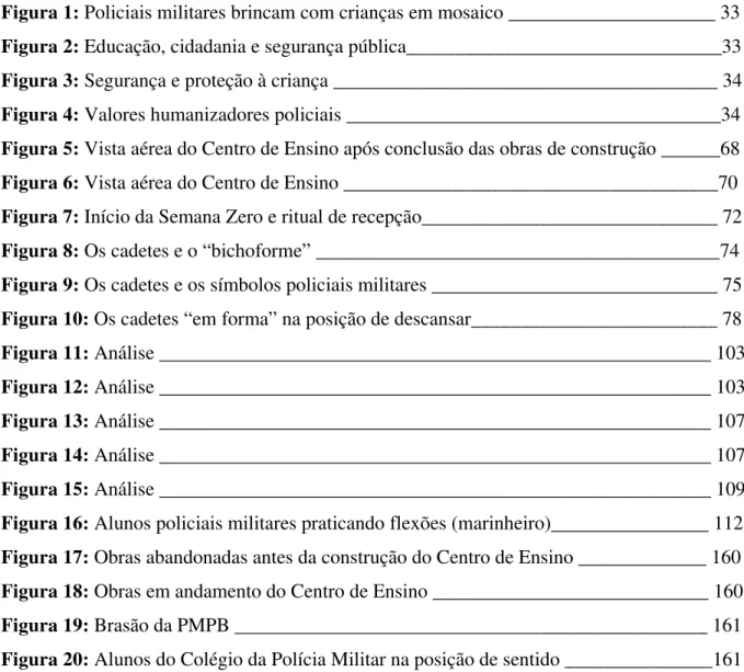 Figura 1: Policiais militares brincam com crianças em mosaico _____________________ 33  Figura 2: Educação, cidadania e segurança pública________________________________33  Figura 3: Segurança e proteção à criança _______________________________________ 34