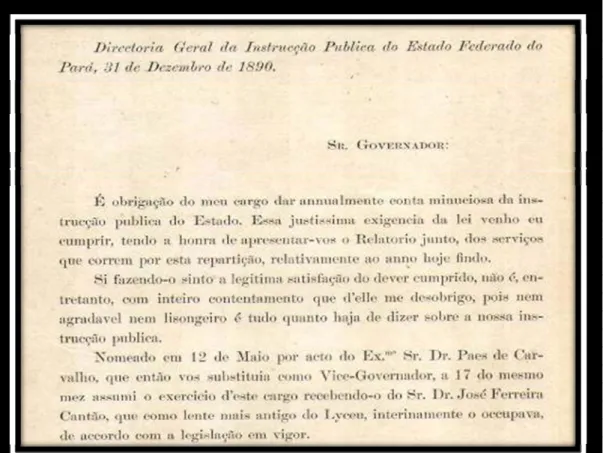 Figura 7 – Fragmento do Ofício do Diretor da Instrução Pública ao Governador  Paes de Carvalho 