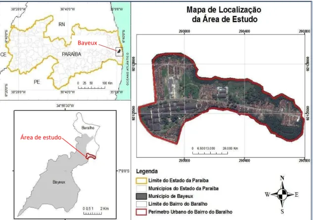 Figura 01: Mapa de localização da área de estudo no bairro Baralho 