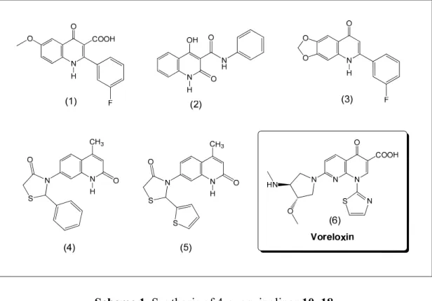 Figure 1. Structures of voreloxin (6) and several oxoquinoline derivatives 1–5 with  anticancer activity