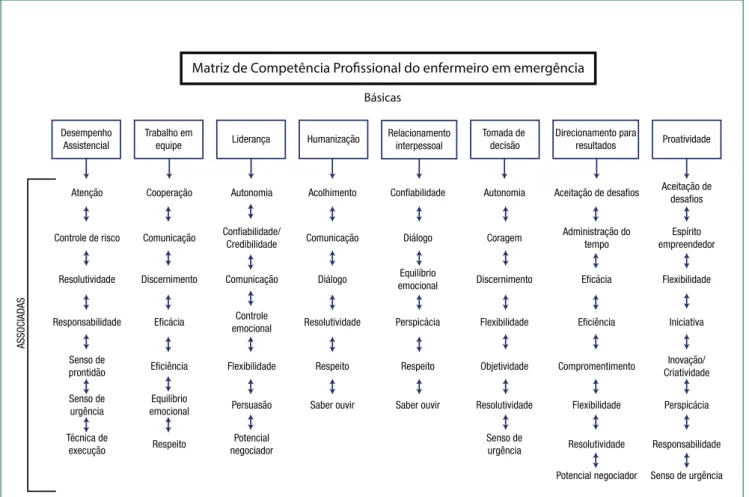 Figura 1.  Matriz de Competência Profissional do enfermeiro em emergências
