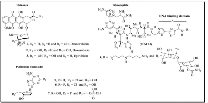 Fig. 1 Examples of natural glycoconjugated compounds (1 – 7) with antitumoral activity.