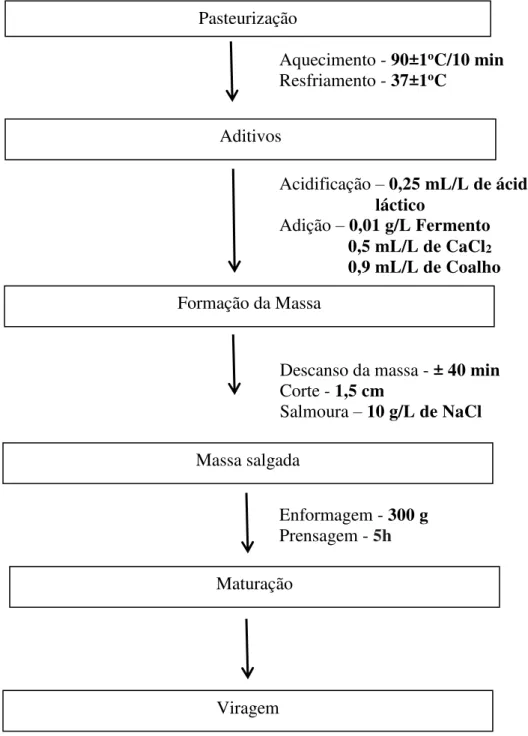 Figura 3  –  Fluxograma das etapas de processamento do queijo Coalho maturado. 