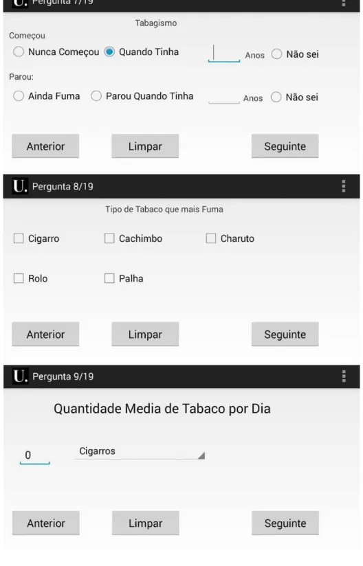 Figure 2: Application pages examples.