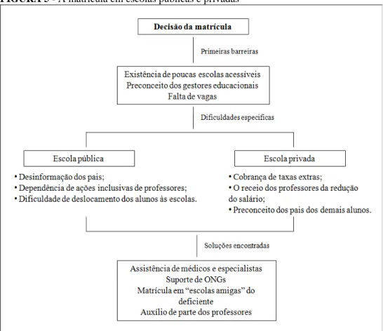 FIGURA 5 - A matrícula em escolas públicas e privadas