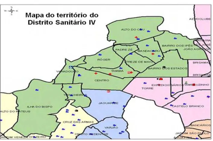 Figura 2  –  Mapa do território do Distrito Sanitário IV (2010). 