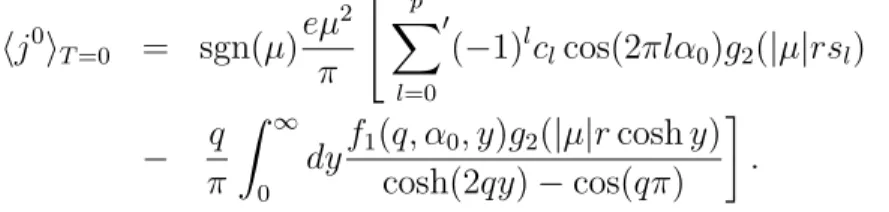Figura 5.3: Densidade de carga como fun¸c˜ao da distˆancia a partir do v´ertice do cone para diferentes valores do parˆametro q (n´ umeros pr´oximos as curvas)