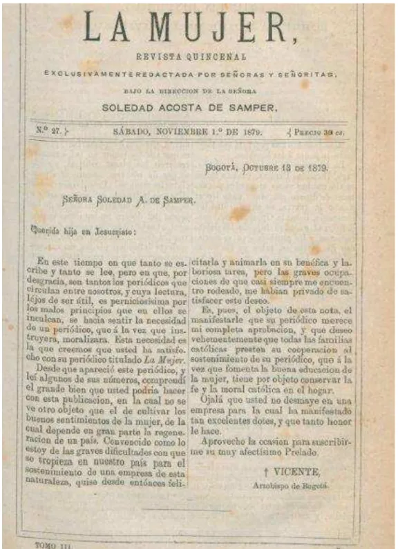 Figura 6: Carta do arcebispo de Bogotá a Soledad Acosta de Samper. 