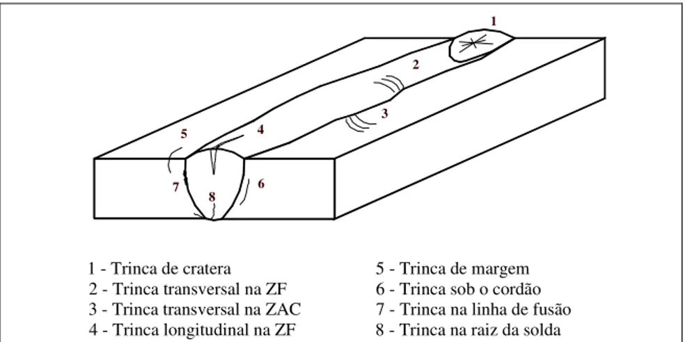 Figura 12 - Classificação do tipo de trincas de acordo com a localização. 