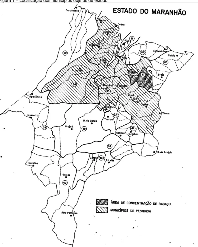 Figura 1  –  Localização dos municípios objetos de estudo 