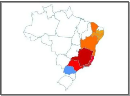 Figura 9- Distribuição geográfica da espécie Pilocarpus spicatus no Brasil. 