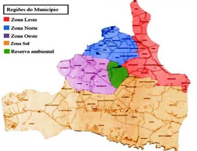 Figura 2: Mapa do município de João Pessoa (PB) dividido por regiões geográficas 