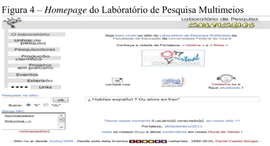 Figura 4 – Homepage do Labóratório de Pesquisa Multimeios