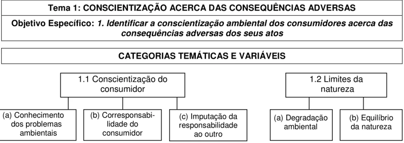 Figura 6 - Tema 1 – Categorias Temáticas e Variáveis 