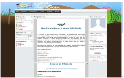 Figura 3 - Página do Professor - Moodle da UEPB 