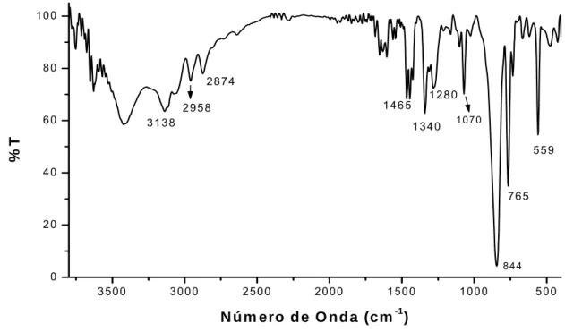 FIGURA 07 – Espectro vibracional na região do infravermelho do complexo cis- cis-[Ru(bpy) 2 ImNNO 2 ](PF 6 ) em pastilha de KBr