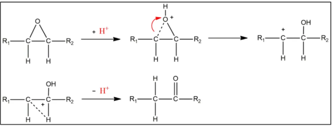 Figura 12 – Mecanismo do rearranjo de epóxido para formação de cetona 