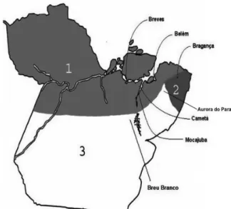 Figura 1 - Mapa das localidades-alvo do Projeto Norte Vogais.