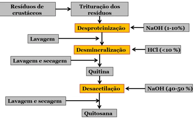 Figura 2.3: Processo de obtenção da quitosana.