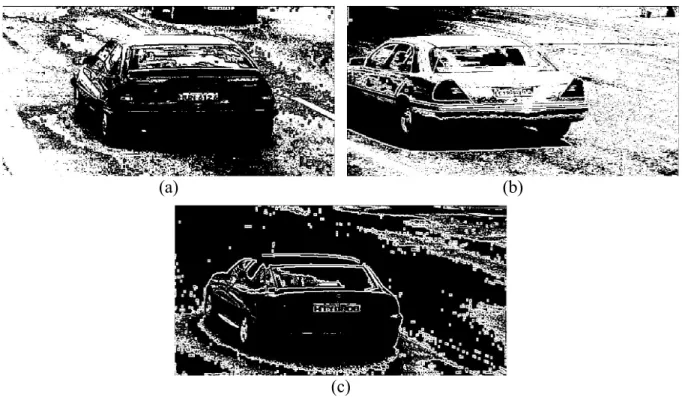 Figura 2.13: imagens realçadas binarizadas utilizando a mediana da imagem como limiar