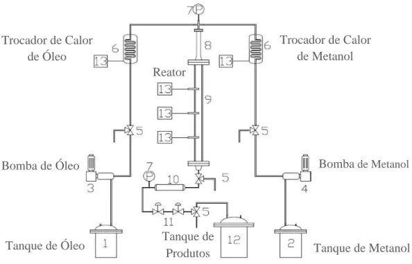 Figura 2.13  – Sistema experimental para reações de transesterificação do óleo de dendê em leito  fixo