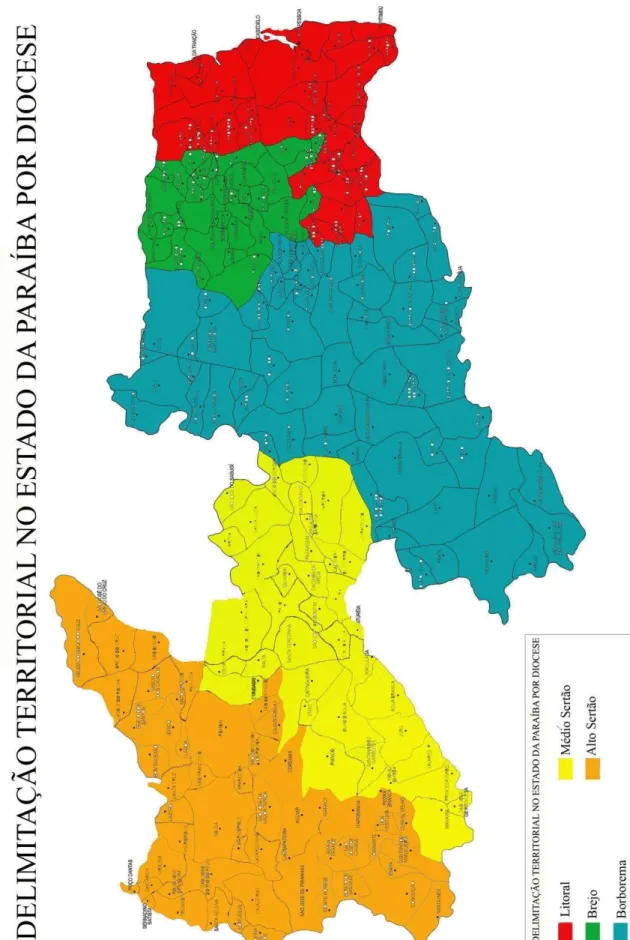 FIGURA 1  –  Delimitação Territorial no Estado da Paraíba por Diocese. 