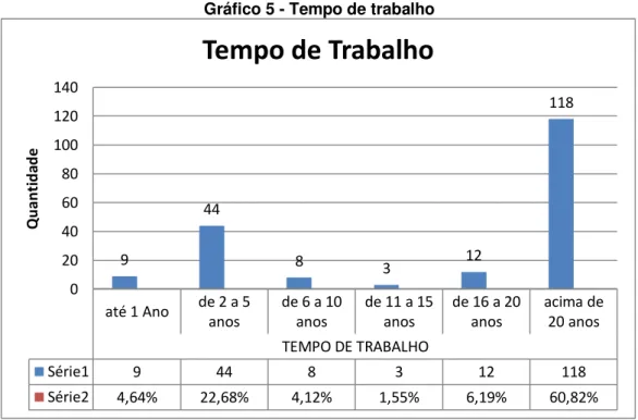 Gráfico 5 - Tempo de trabalho 