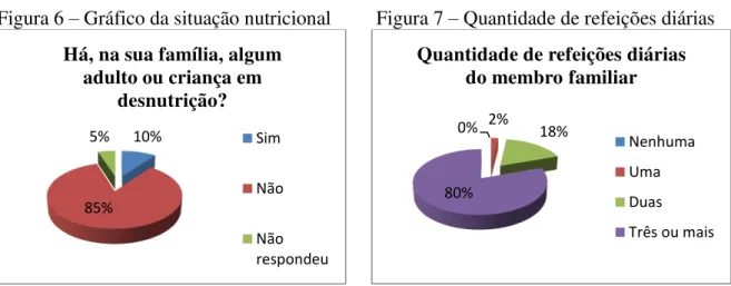 Figura 6  –  Gráfico da situação nutricional         Figura 7  –  Quantidade de refeições diárias 