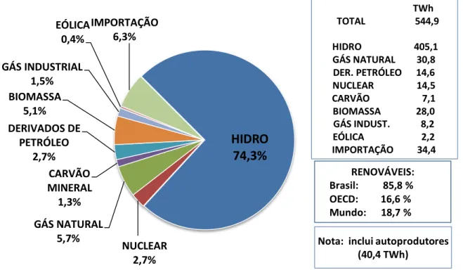 Figura 3: Matriz Eletroenergética do Brasil em 2010 