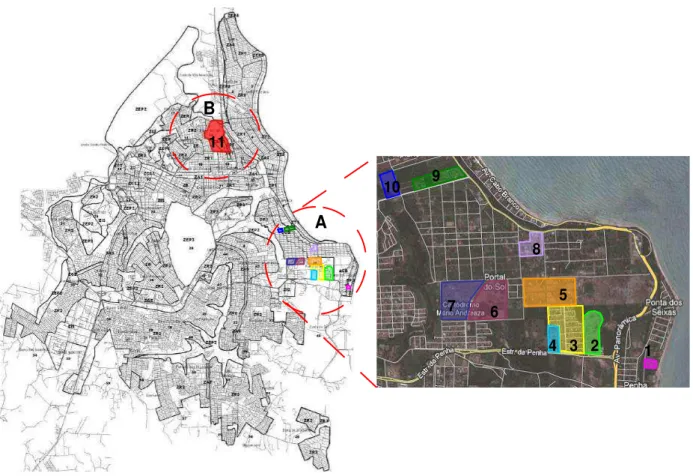 Figura  09.  Localização  dos  setores  de  concentração  de  condomínios  horizontais  da  cidade  de  João  Pessoa