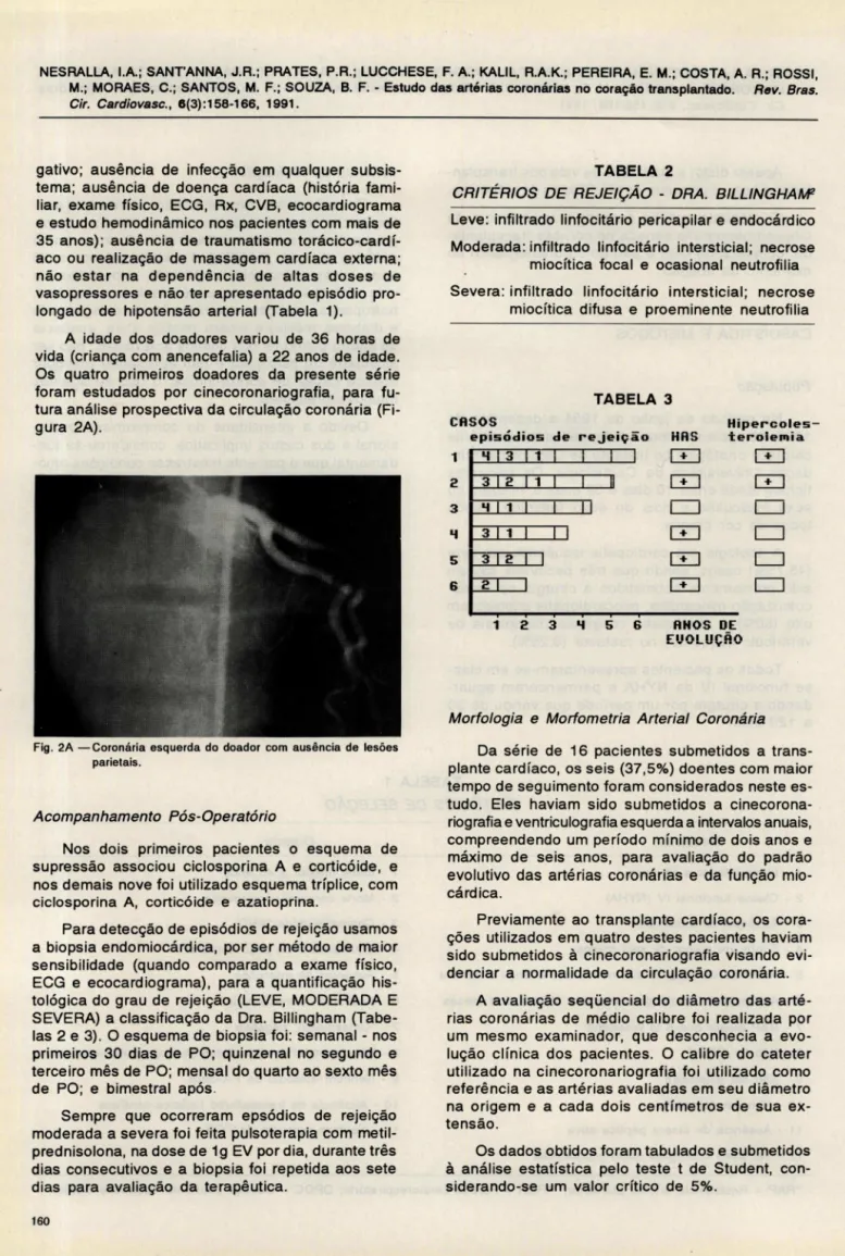 Fig .  2A  -Coronária esquerda  do  doador  com  ausência  de  lesões  parietais . 