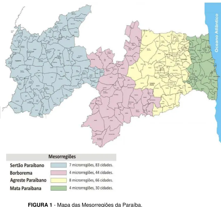 FIGURA 1 - Mapa das Mesorregiões da Paraíba.  