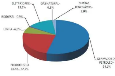 Figura 7: Estrutura do consumo final energético segundo a natureza da fonte no Estado de Mato  Grosso (NIEPE, 2010)