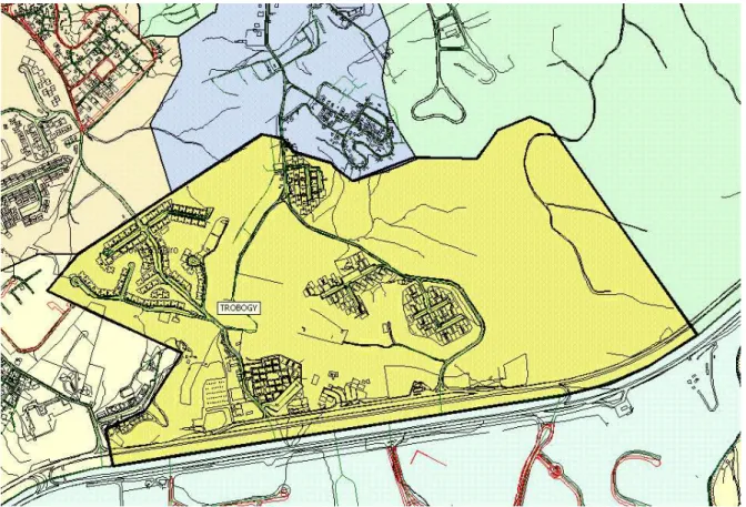Figura  5.  Bairro  Trobogy  .Fonte:  LOUS-PMS  /  Mapa  do  Bairro  do  Trobogy  com  aproximadamente  1.566.698 m²