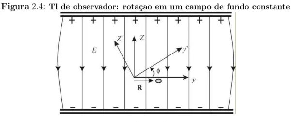 Figura 2.4: Tl de observador: rota¸ cao em um campo de fundo constante