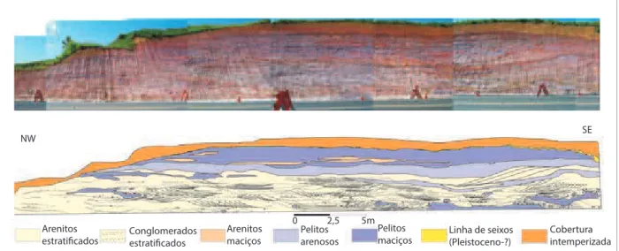 Figura 9. Ponto V (UTM: 0611100/7513217 – Fuso 23k, Datum WGS-1984). Seção ilustrando depósitos ﬂ uviais da  Formação Pinheiral no extremo leste do área de Vargem Alegre