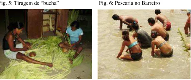 Fig. 5: Tiragem de “bucha”      Fig. 6: Pescaria no Barreiro 