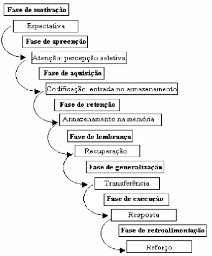 Figura 6: Fases e processos de aprendizagem, segundo Gagné. 