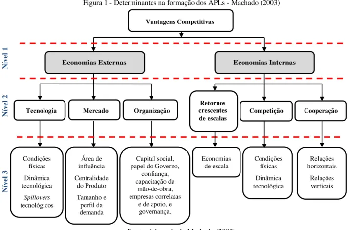 Figura 1 - Determinantes na formação dos APLs - Machado (2003) 