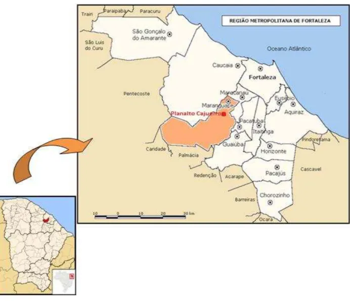 Figura 5: Localização do município de Maranguape e da área de estudo  Fonte: Adaptado de IPECE (2007)