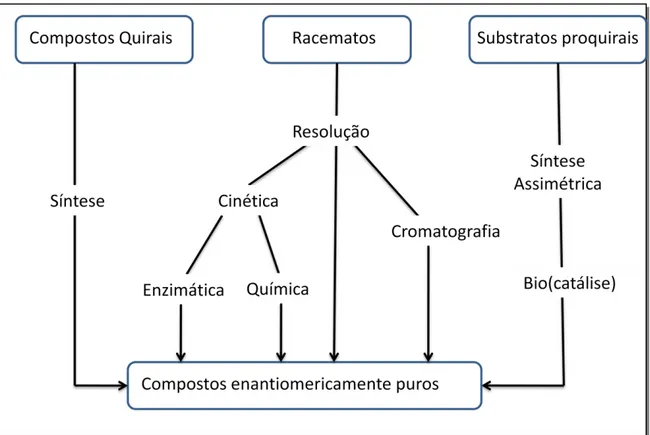 Figura 3. Métodos para se obter compostos enantiomericamente puros.