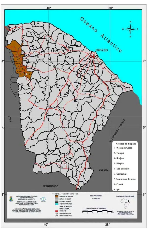 Figura 7: Mapa do Ceará – destaque a Região da Ibiapaba 