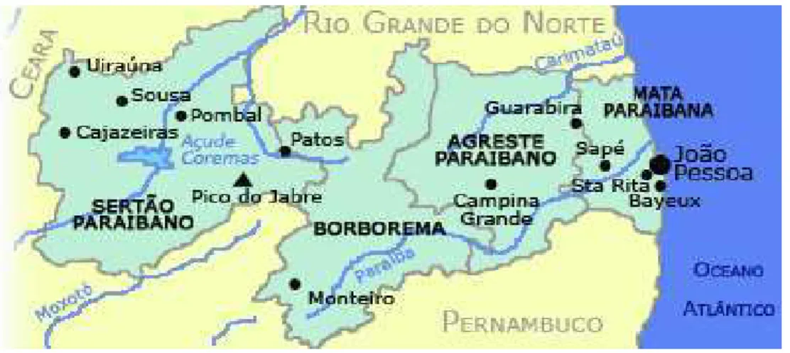 Figura 02: Mapa do estado da Paraíba. Fonte: internet 2009. 