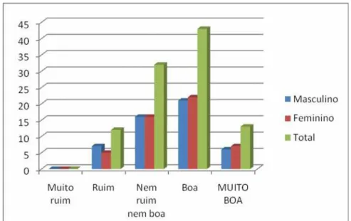 Gráfico 1 – Qualidade de vida global. n=100. Coari/AM, 2009                                   